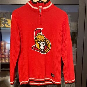 NHL Senators Red Zip-Up Sweater with Team Logo